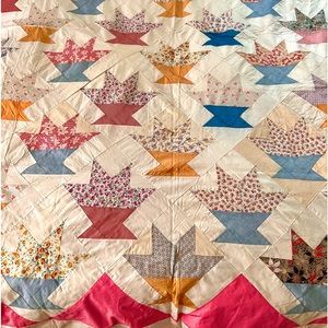 “Cactus Basket” Quilt TOP In 1940-50’s Fabric 82 X 94” Like New Condition!!